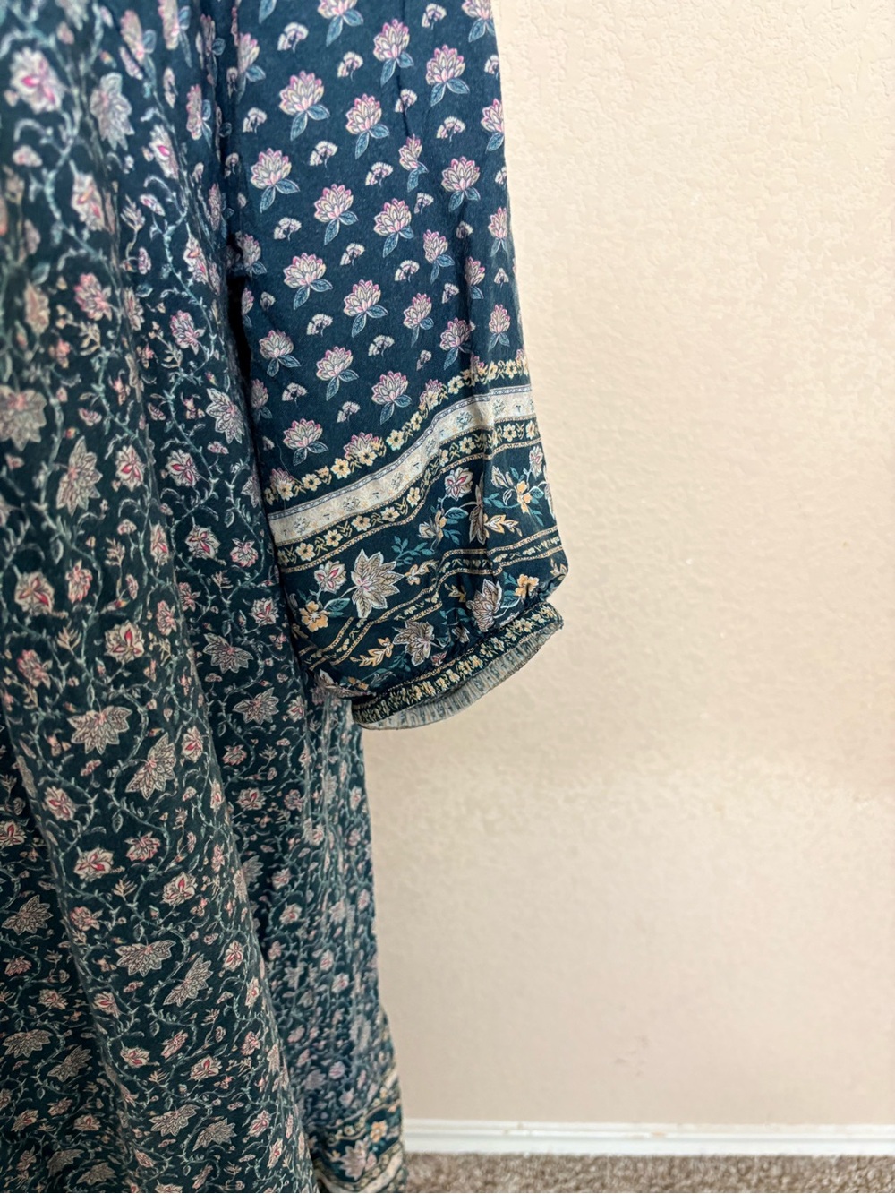 Cortefiel Grandmacore Boho Women's Green Floral Tiered Maxi Dress Size 6 - Picture 4 of 11